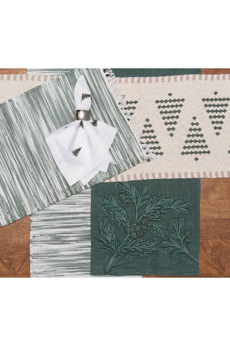 Holly Berry Botanical Christmas Tabletop Runner 14" x 72", Alternate, color, Green