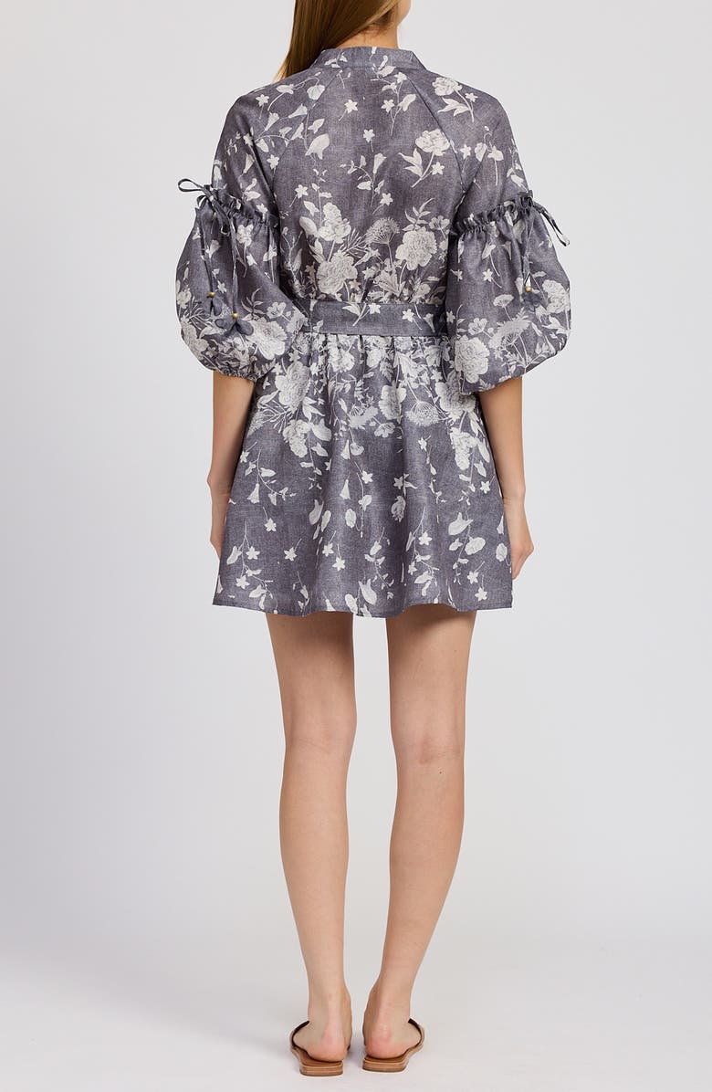 En Saison Sydney Floral Print Puff Sleeve Minidress, Alternate, color, Washed Blue Ivory