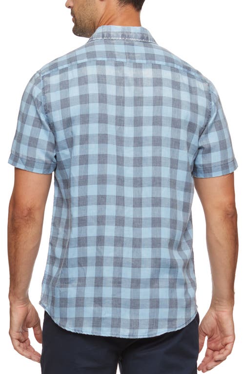Shop Flag And Anthem Cabot Gingham Print Short Sleeve Shirt In Blue/black