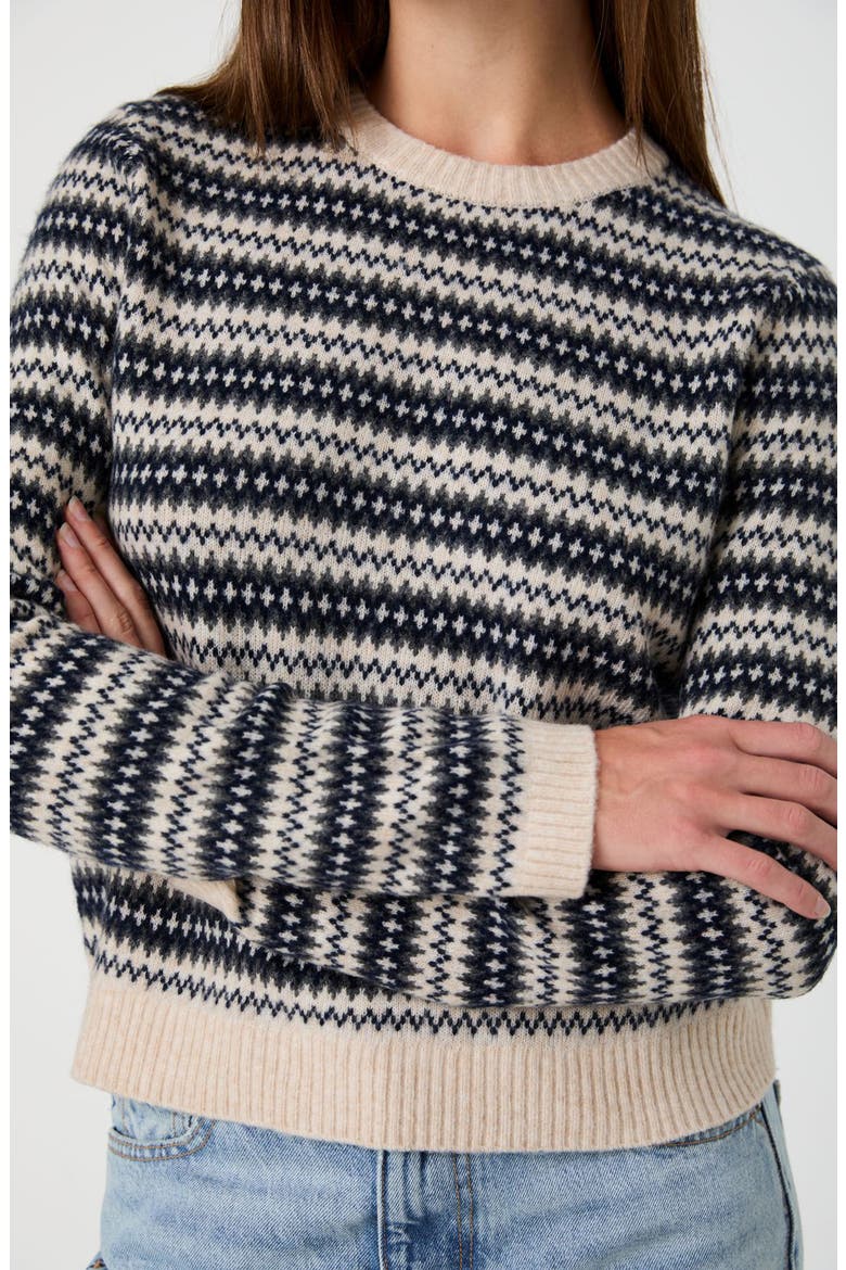 Jacquard Crewneck Sweater, Alternate, color, NAVY/ GREY MULTI