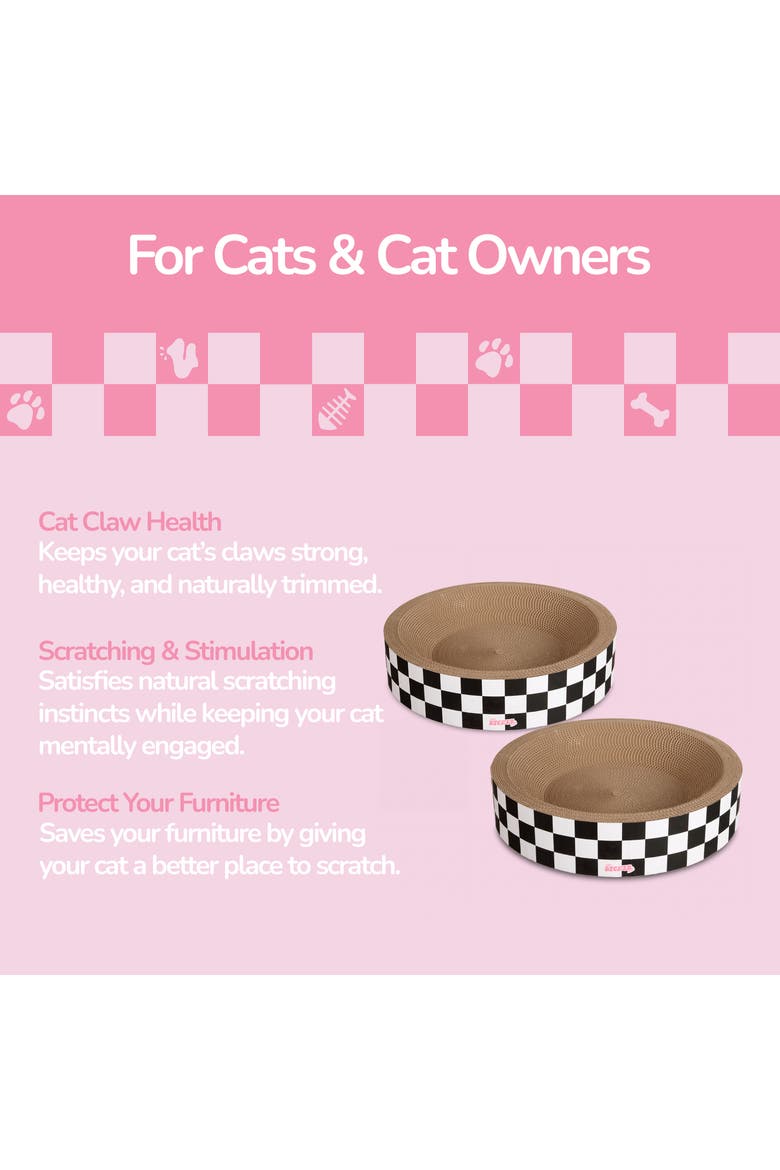 Daisy Modern Cardboard Bowl Cat Scratcher with Catnip, Alternate, color, White/Black