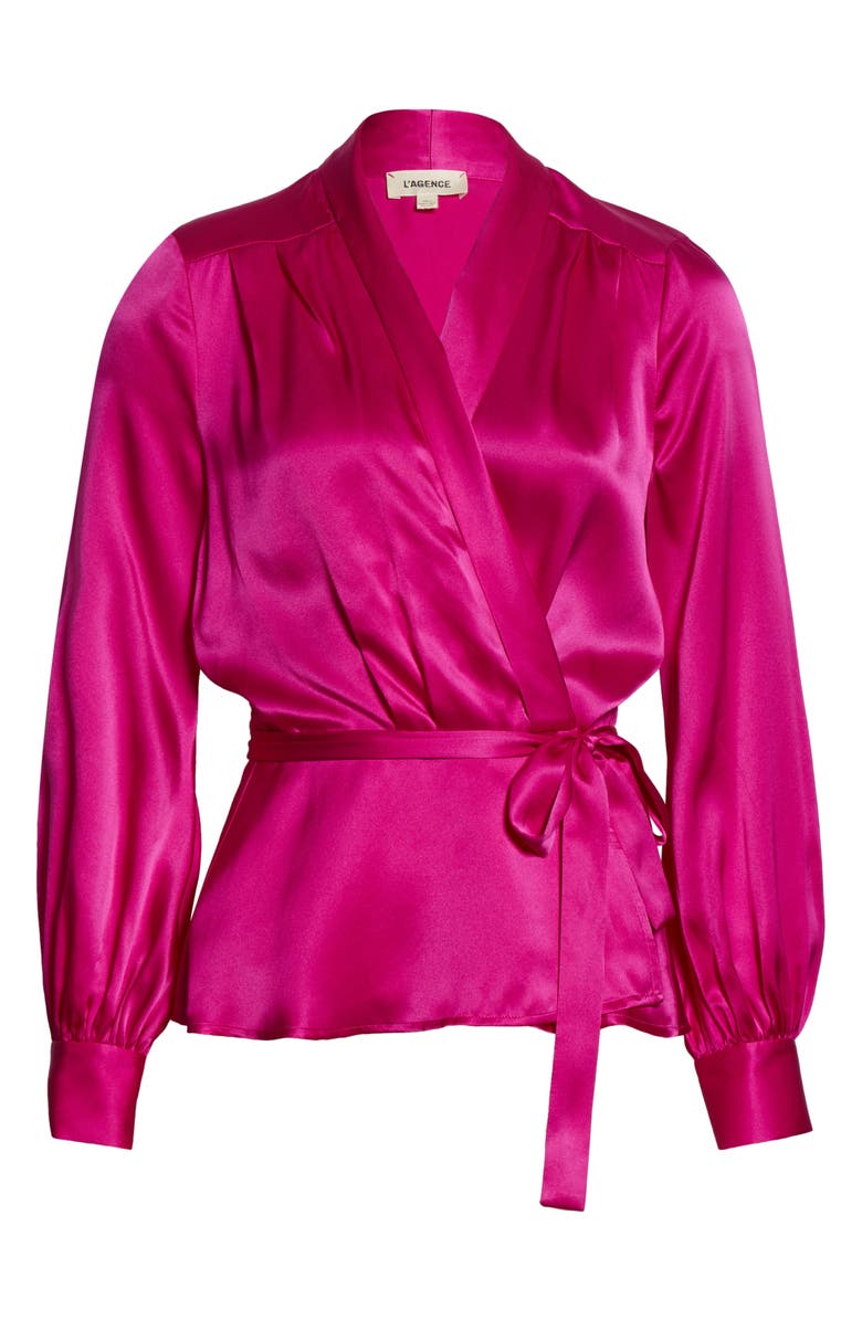 L'AGENCE Marsden Silk Wrap Blouse, Alternate, color,