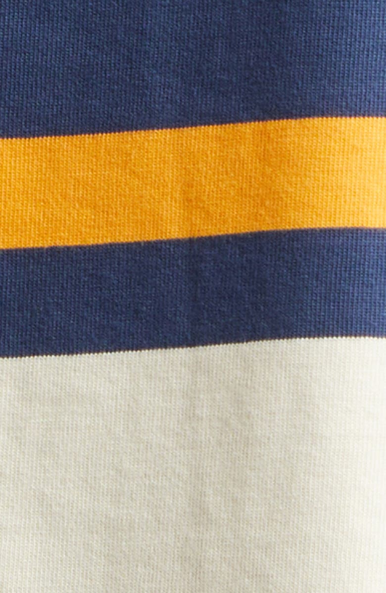 Drake's Stripe Quarter Zip Cotton Rugby Shirt, Alternate, color, Ecru Navy Yellow