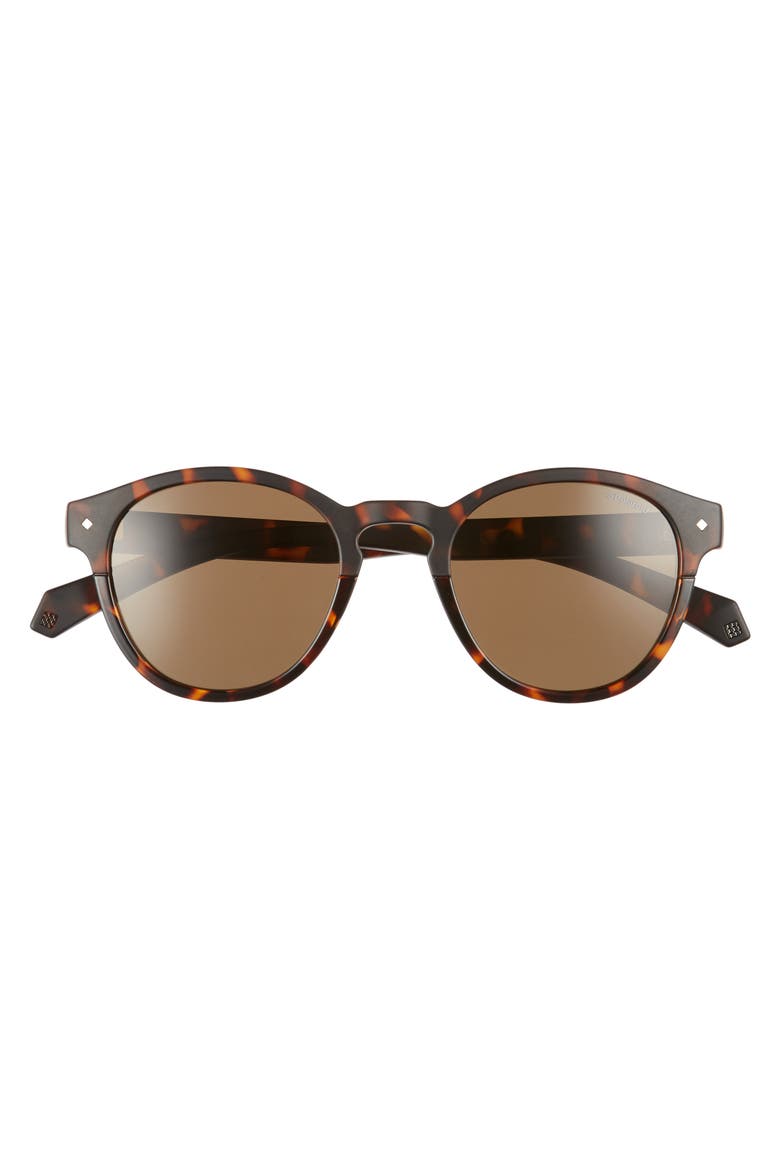 49mm Polarized Round Sunglasses, Alternate, color, DARK HAVANA