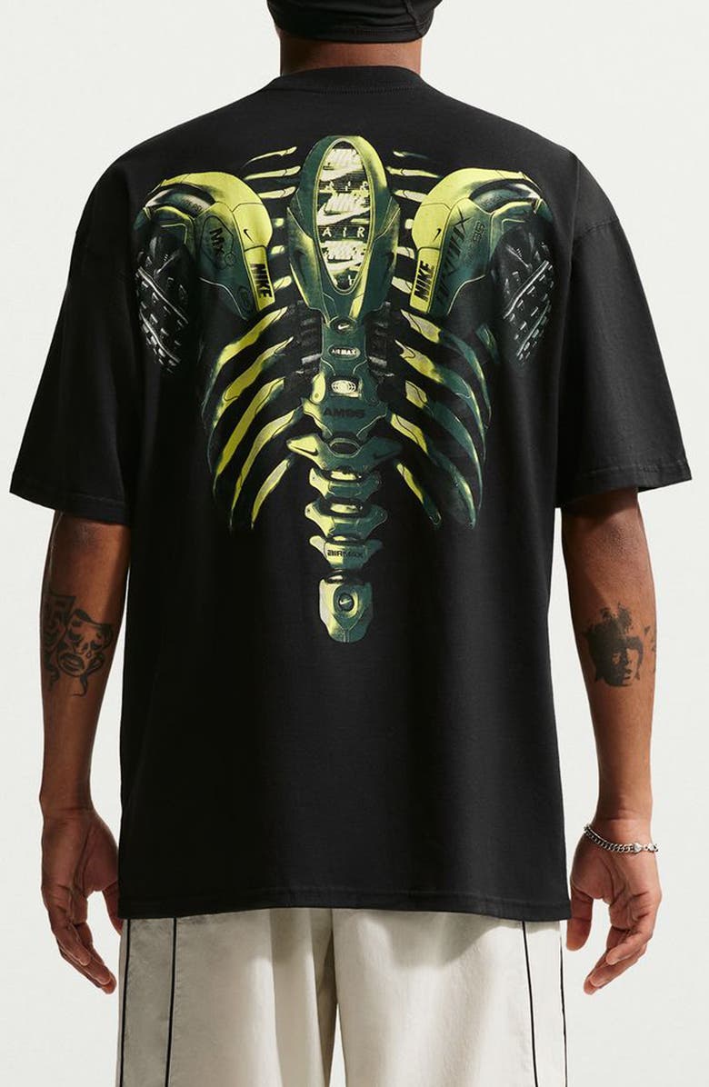 Nike Max90 Oversize Ribcage Cotton Graphic T-Shirt, Alternate, color, Black/ Volt