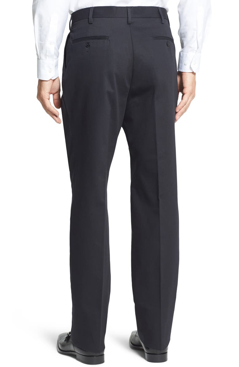 Berle Pleated Classic Fit Cotton Dress Pants, Alternate, color, Black