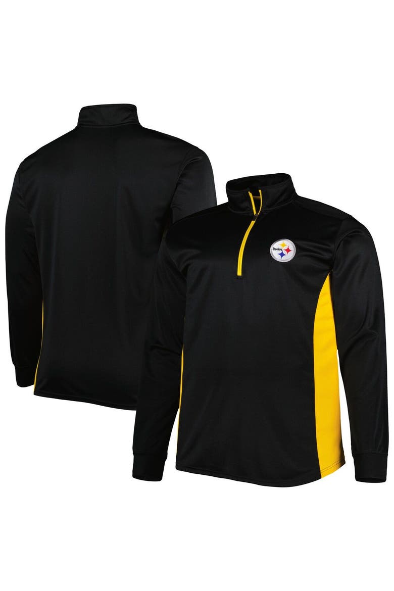 Men's Black Pittsburgh Steelers Big & Tall Quarter-Zip Top, Alternate, color, Black
