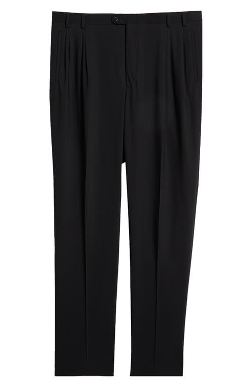 Zanella Parker Classic Wool Sharkskin Dress Pants in Black 1 