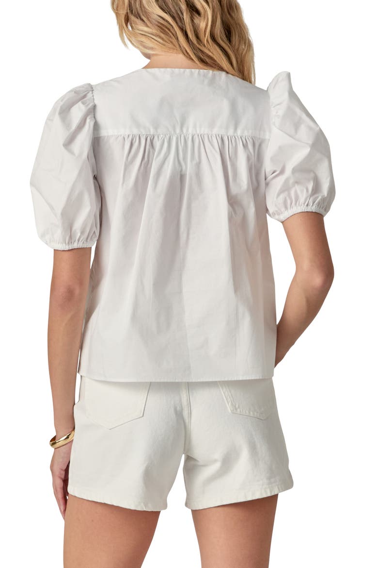 Rickrack Trim Tie Front Cotton Top, Alternate, color, WHITE