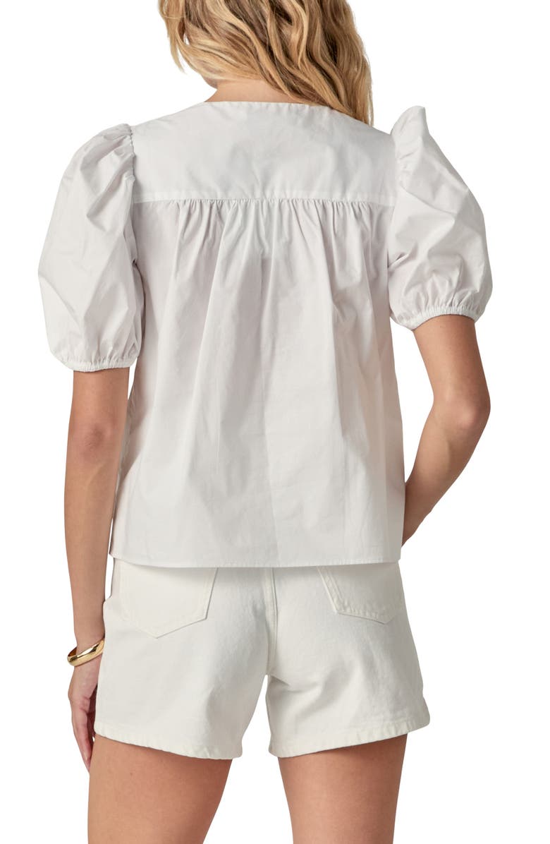 English Factory Rickrack Trim Tie Front Cotton Top, Alternate, color, White