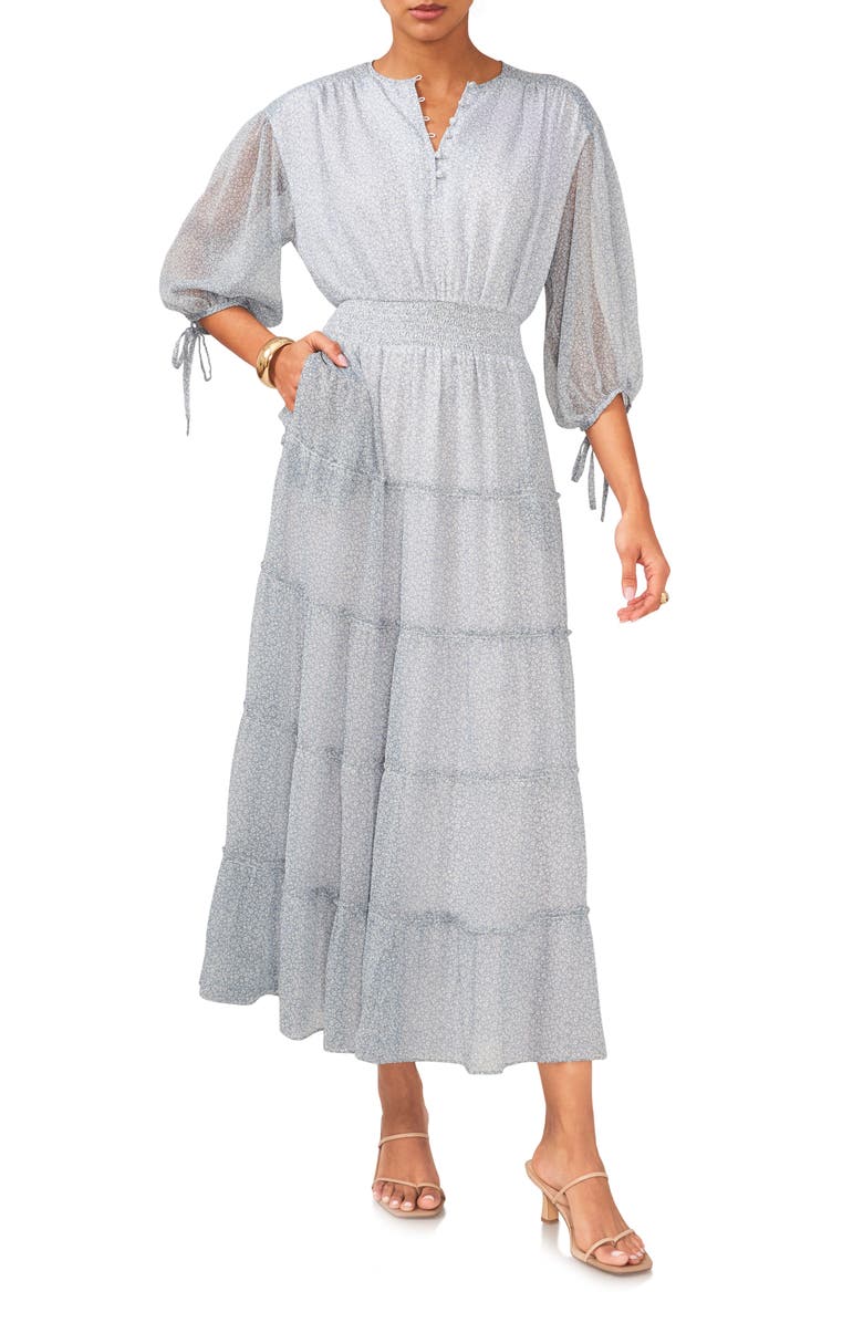 1.STATE Floral Pintuck Button Front Maxi Dress, Main, color, 