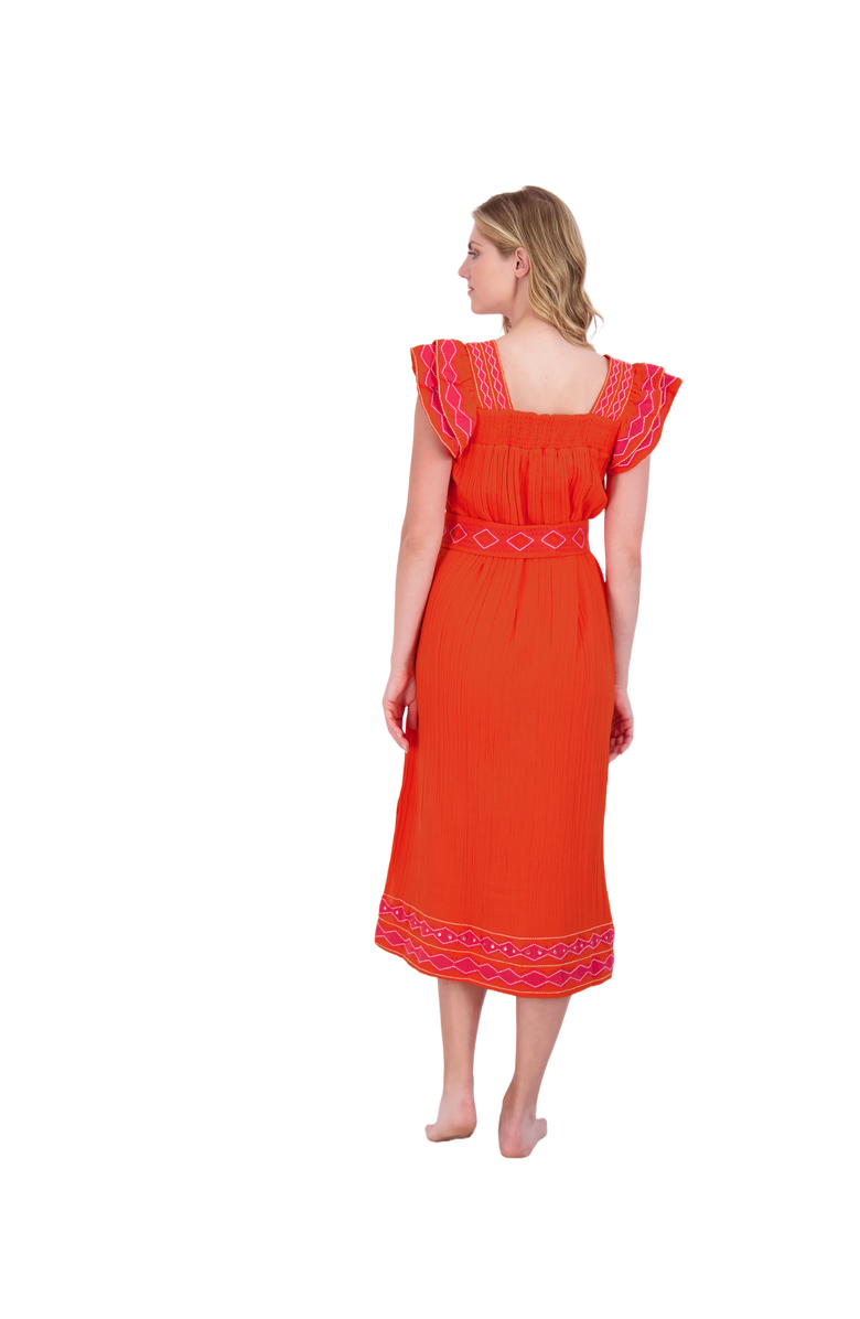 Mer St. Barth Maxi Sandrine Dress, Alternate, color, Poppy Embroidery