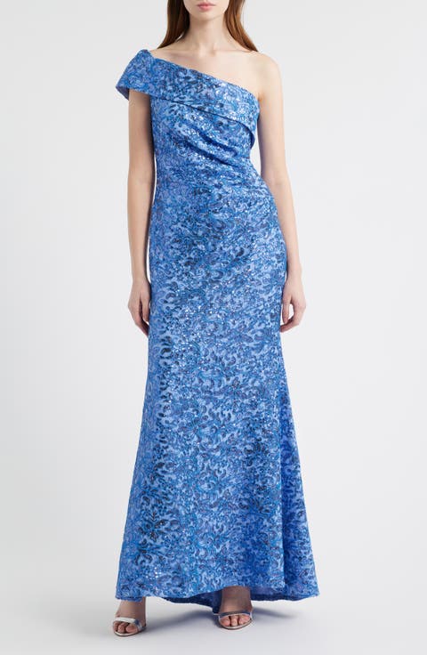 Rhinestone One-Shoulder Mermaid Gown