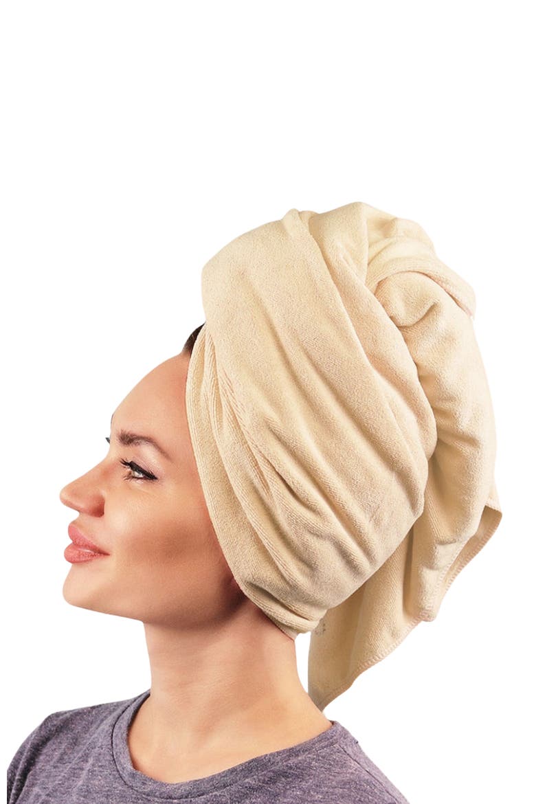 Microfiber Hair Towel, Alternate, color, Sand