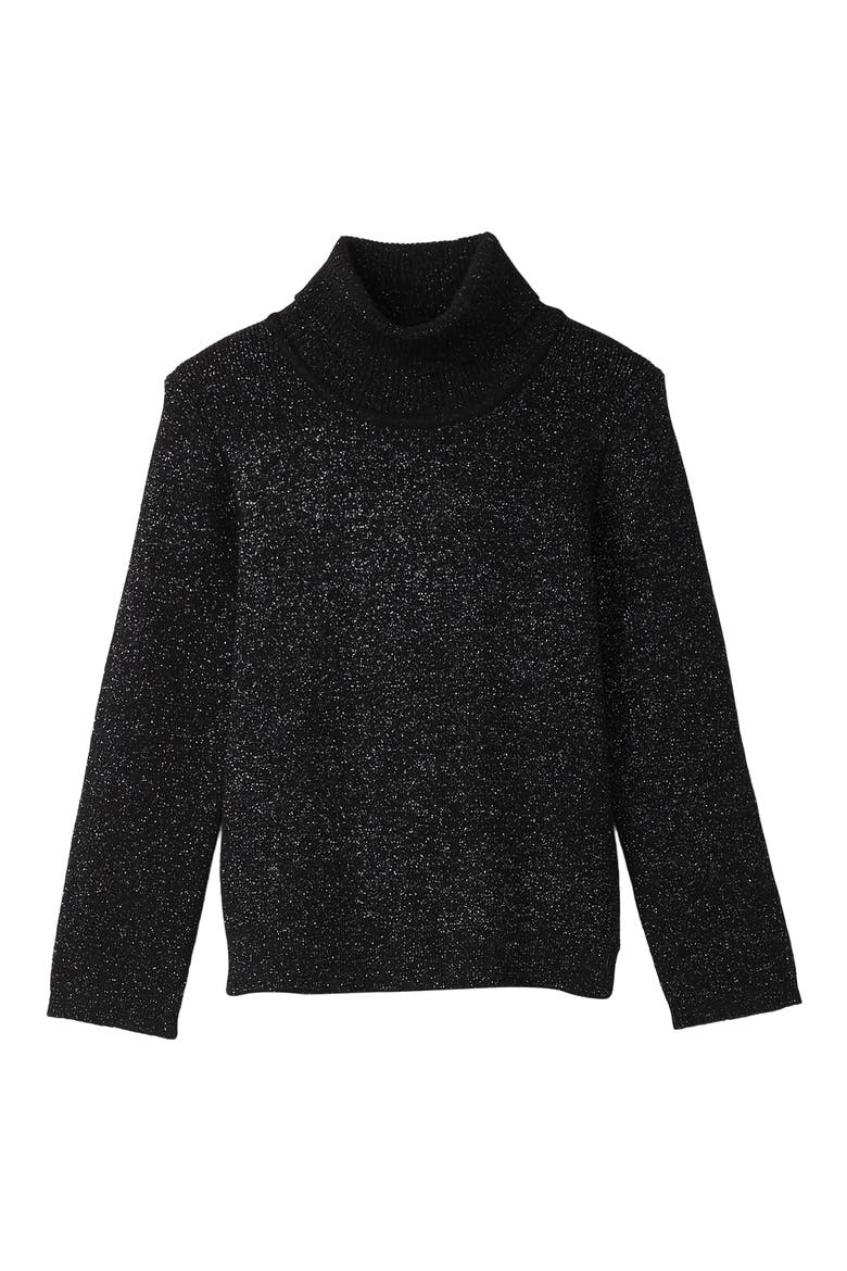 Kids' Glitter Turtleneck Top, Main, color, BLACK