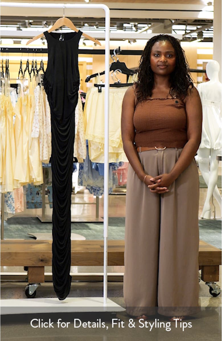 Cupro Jersey Ruched Long Dress, sales video thumbnail