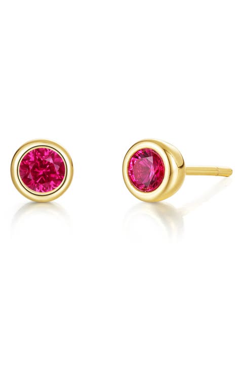 Bezel Simulated Birthstone Stud Earrings