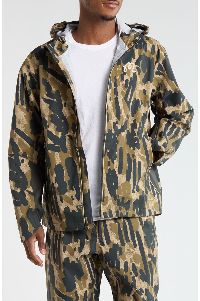 Tour Divot Camouflage Rain Jacket, Main, color, BARK CAMO