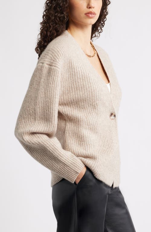 Nordstrom One-button V-neck Rib Cardigan In Neutral