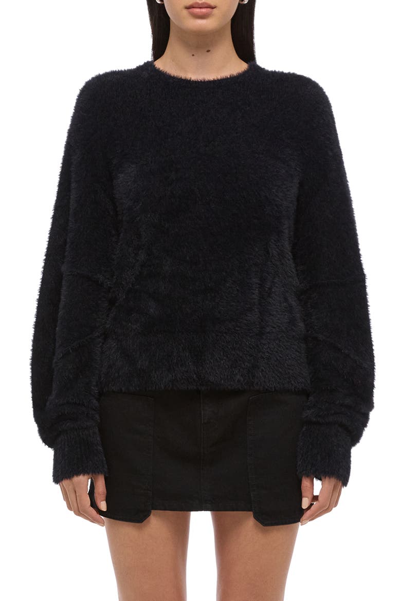 Apex Eyelash Faux Fur Sweater, Main, color, BLACK