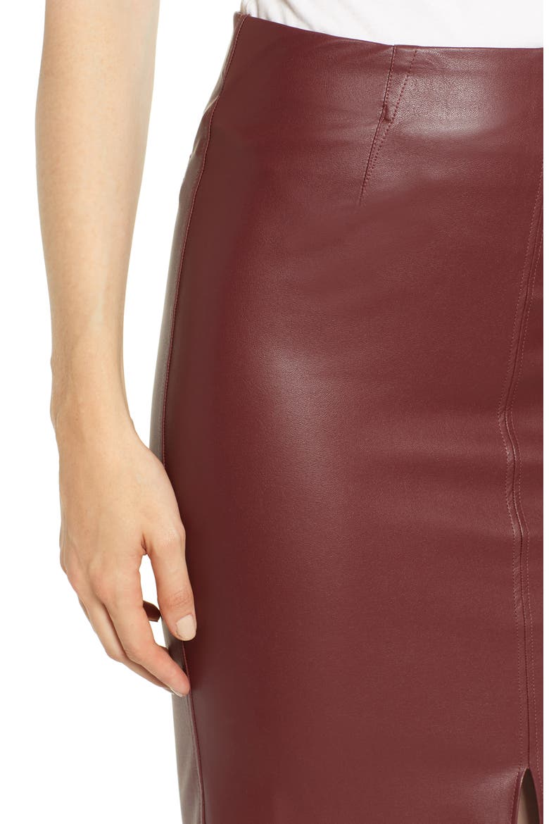 Faux Leather Pencil Skirt, Alternate, color, BORDEAUX