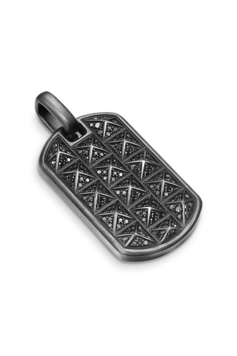 Pyramid Tag in Black Titanium with Black Diamonds, 35mm, Alternate, color, BLACK TITANIUM