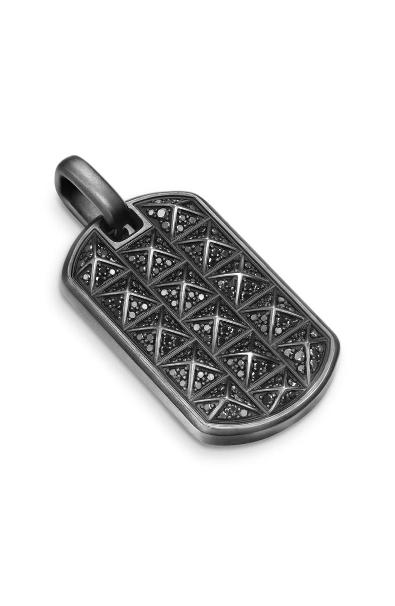 David Yurman Pyramid Tag in Black Titanium with Black Diamonds, 35mm, Alternate, color, Black Titanium