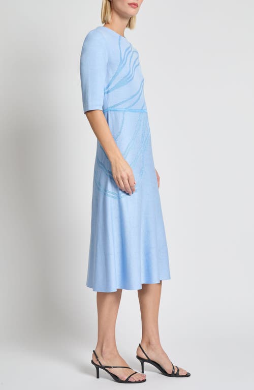Misook Tonal Abstract Fit And Flare Dress In Arctic