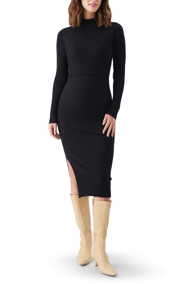 Ripe Maternity Nella Rib Nursing Knit Dress, Main, color, Black