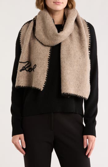 Karl Lagerfeld Paris Whipstitch Logo Scarf