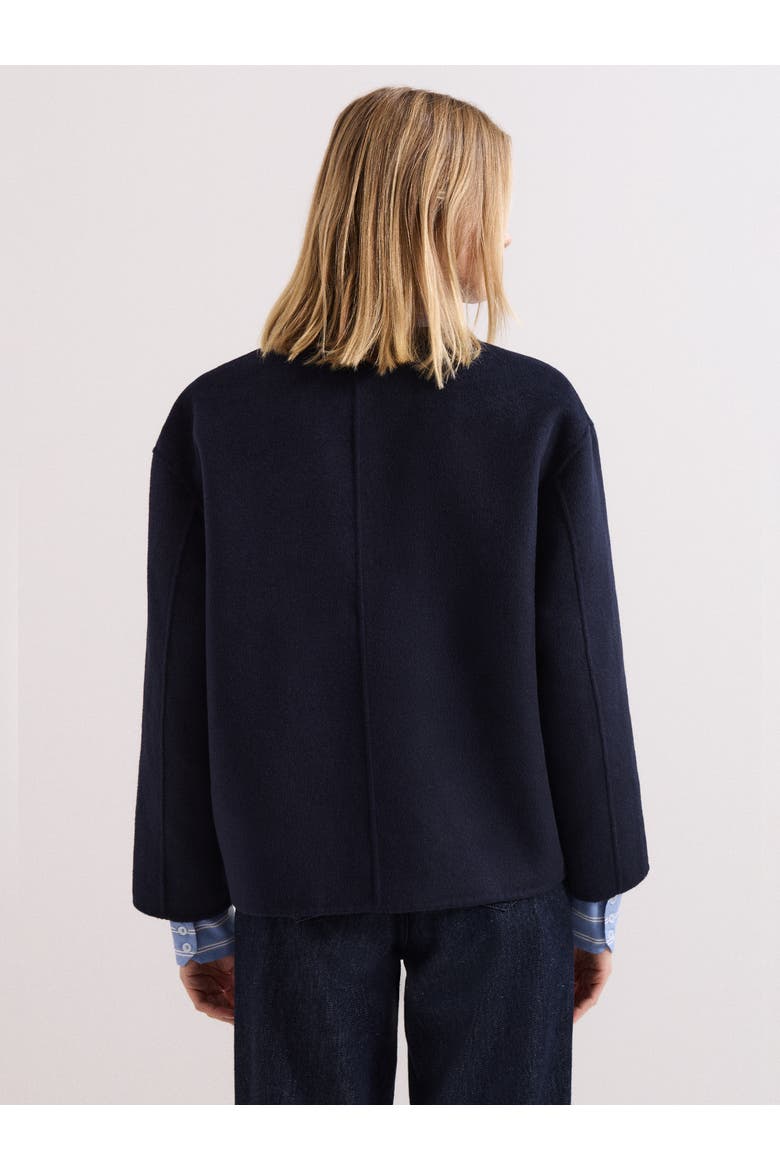 Georgie Wool Round-Neck Boxy Jacket, Alternate, color, Navy