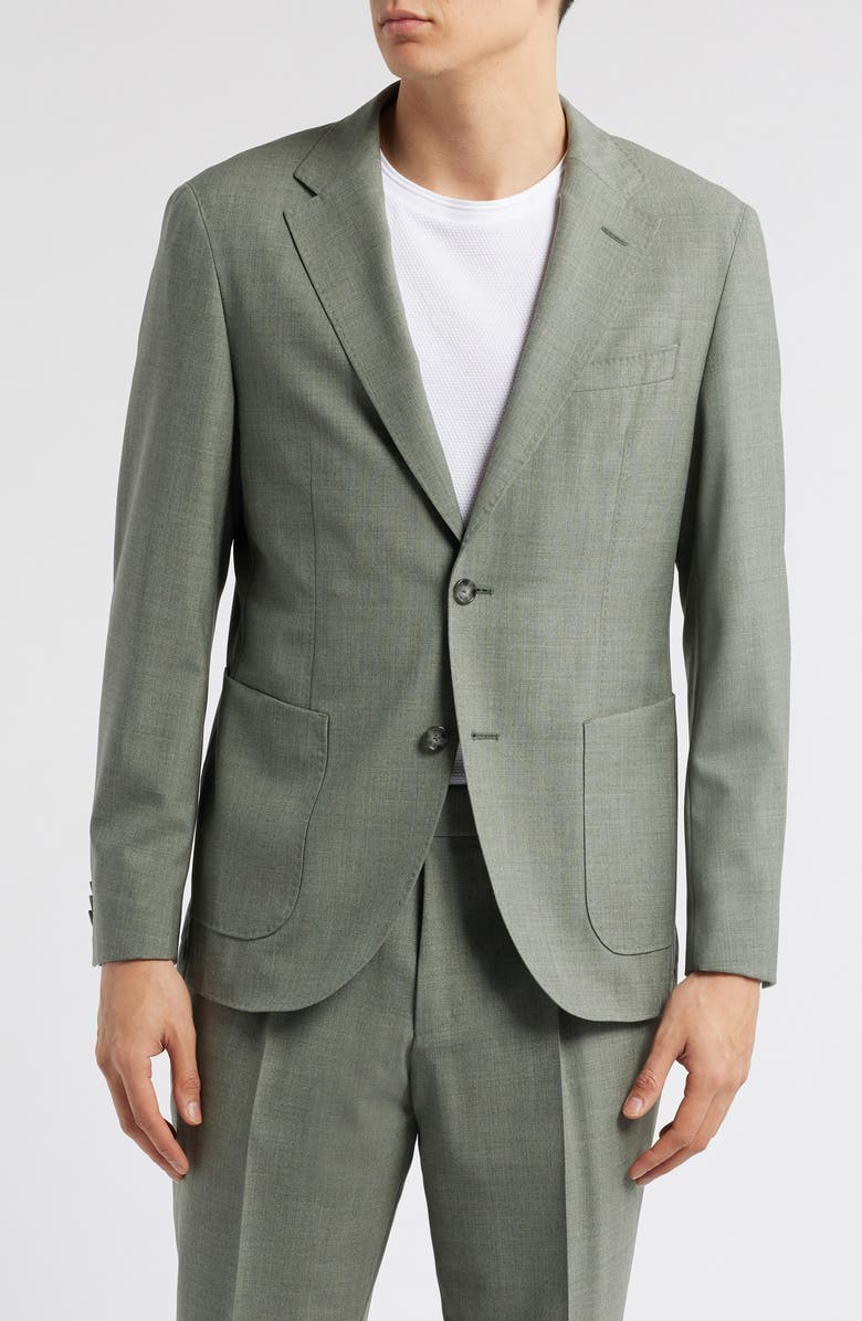 BOSS Heston Slim Fit Green Mélange Wool Suit, Alternate, color, Medium Green