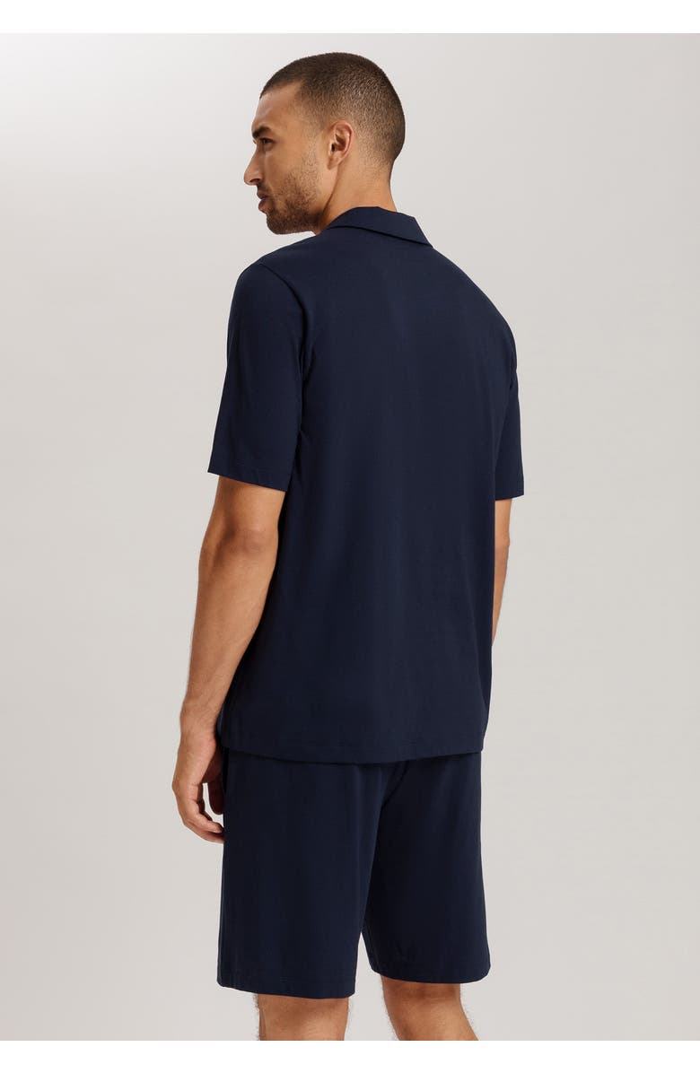 Hanro Night And Day Notch Collar Button Front Cotton Shirt, Alternate, color, Deep Navy