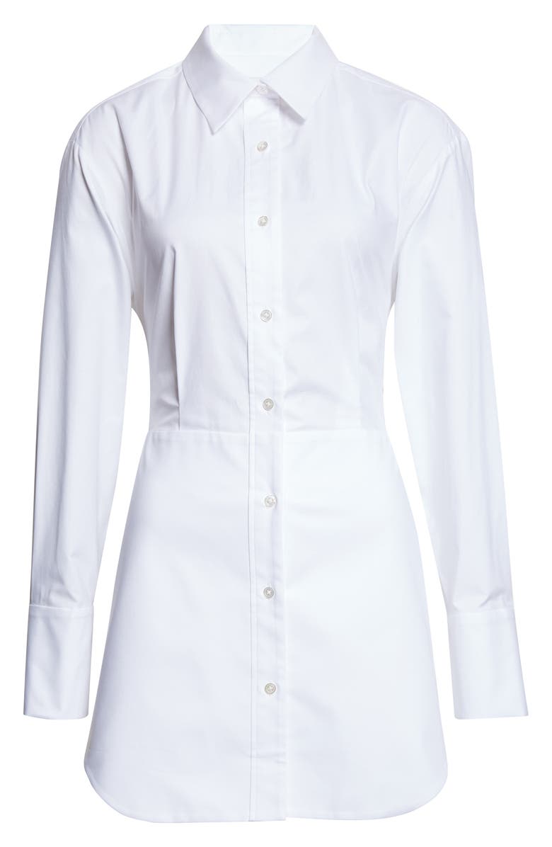 MONSE Bunny Ear Tied Long Sleeve Cotton Poplin Shirtdress, Main, color, White