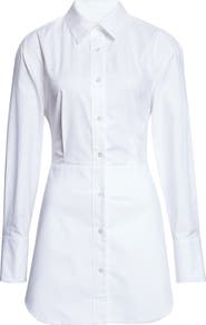 MONSE Bunny Ear Tied Long Sleeve Cotton Poplin Shirtdress
