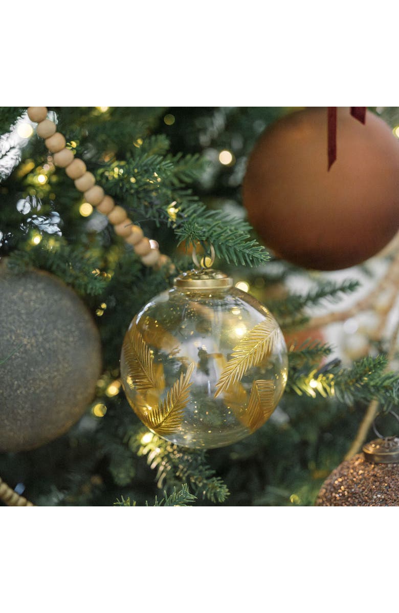 CG Hunter 3" Artisan Glass Gold Etched Leaf Ornament, Alternate, color, Gold