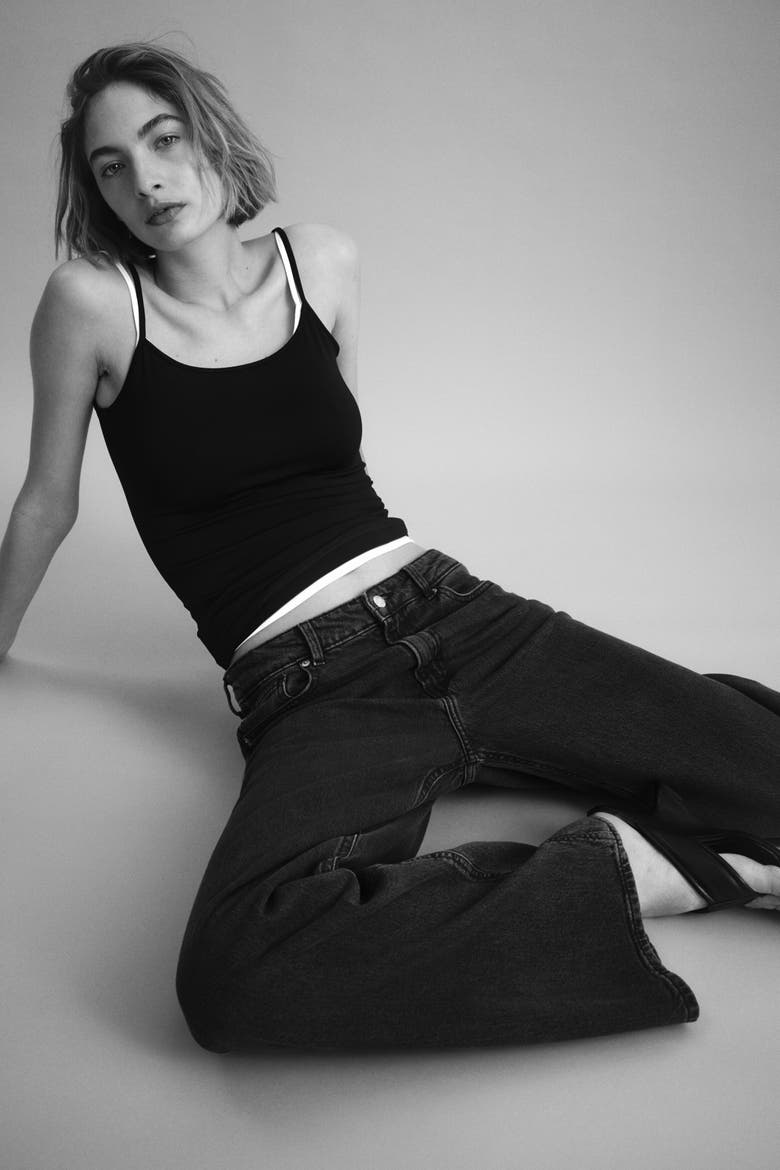 Wide High Waist Jeans, Alternate, color, Dark denim gray