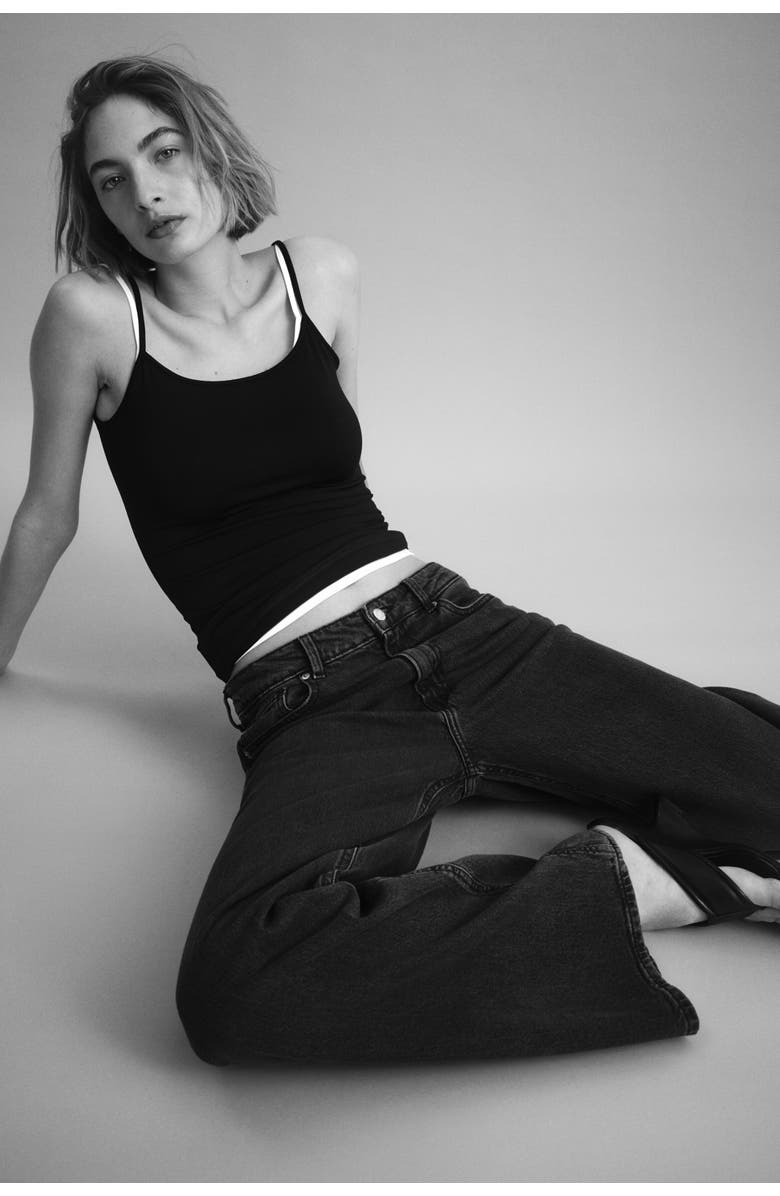 H&M Harper high rise wide leg jeans, Alternate, color, Dark Denim Gray