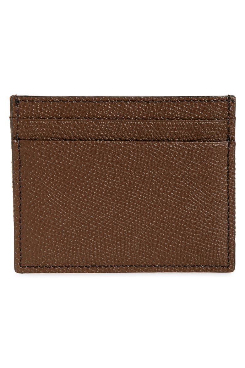 VLOGO Signature Check Canvas & Leather Card Case, Alternate, color, BROWN MULTI