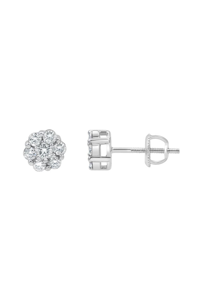 Blossom 14K White Gold Flower Cluster Diamond Unisex Earrings - 0.49 Ct, Alternate, color, 14K White Gold