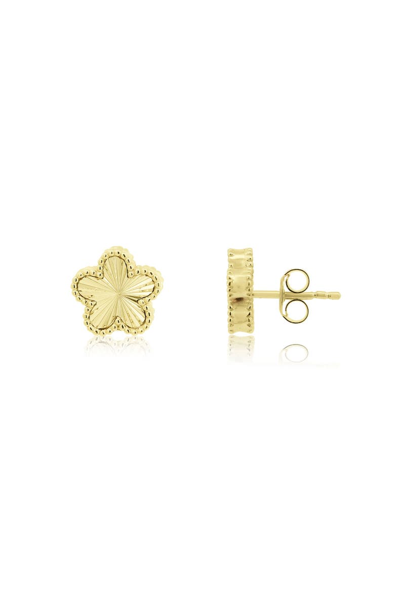 Fluted Flower Stud Earrings, Main, color, Gold Plated Sterling Silver