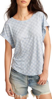Lucky Brand Abstract Floral Short Sleeve Knit Top