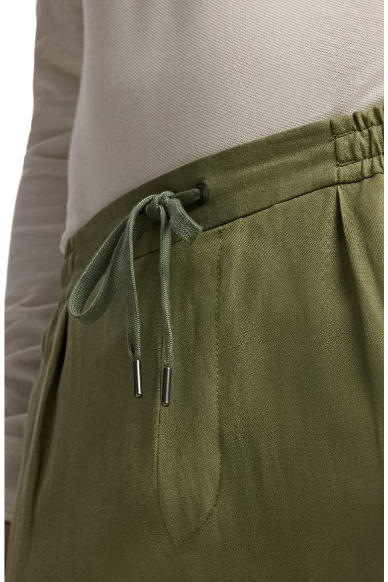 Dorset Drawstring Silk & Linen Pants, Alternate, color, FERN GREEN