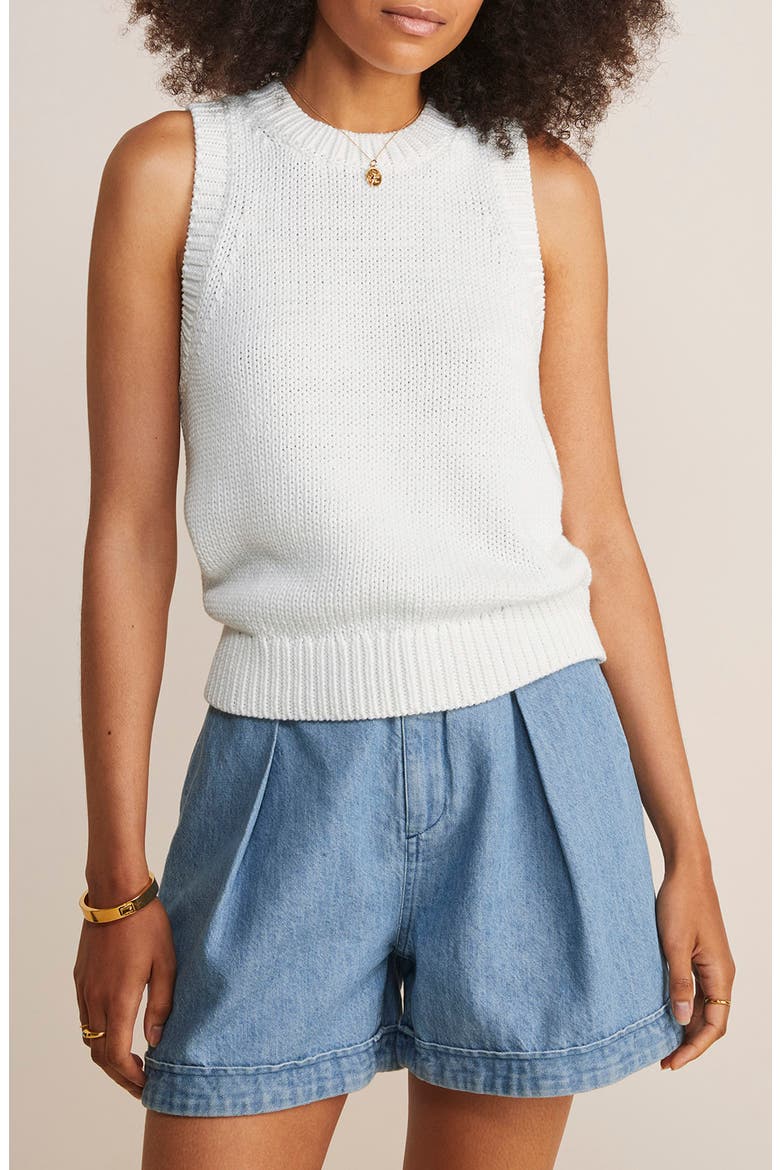 Cotton Blend Sleeveless Sweater, Main, color, MARSHMALLOW