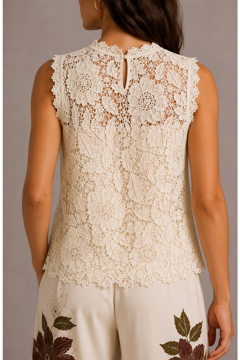 Lace Sleeveless Tank, Alternate, color, CANNOLI CREAM