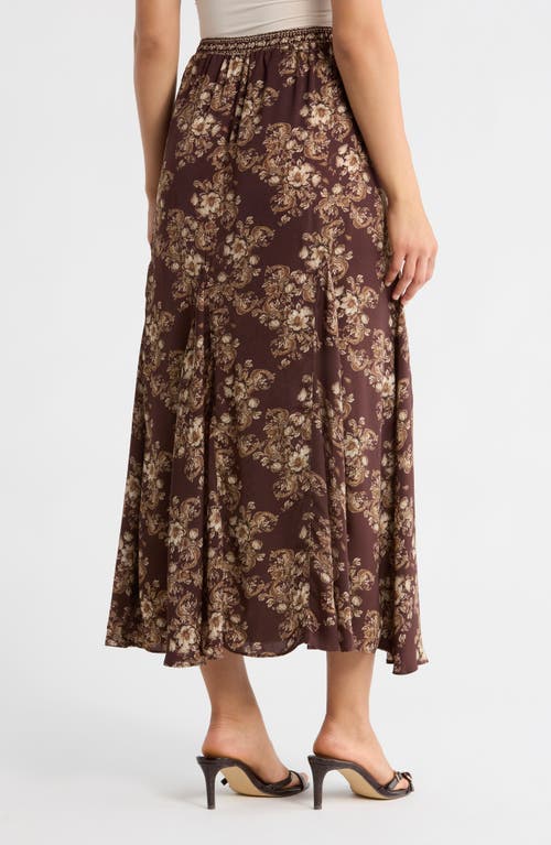 Max Studio Godet Matte Satin Skirt In Brown