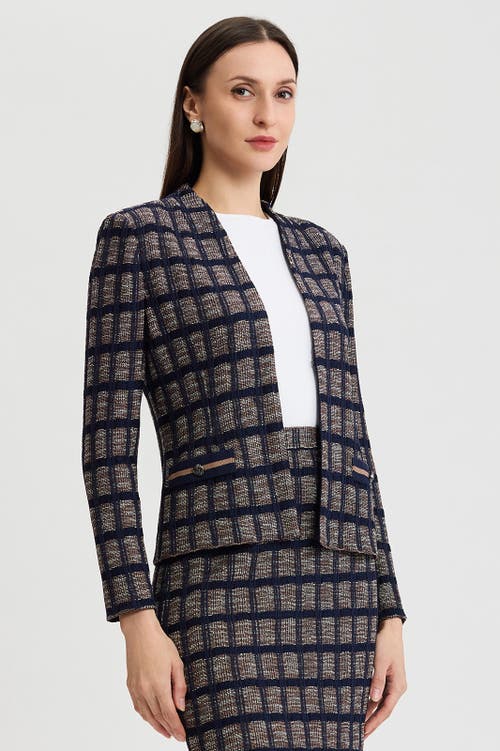 Ming Wang Checkered Knit Jacket In Multi