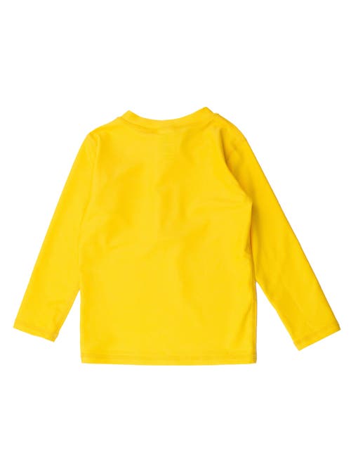 Ruggedbutts Boys Upf50+ Sun Protected Zipper Long Sleeve Rash Guard In Neon Yellow