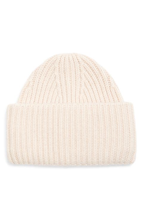 Merino Wool & Cashmere Rib Foldover Beanie