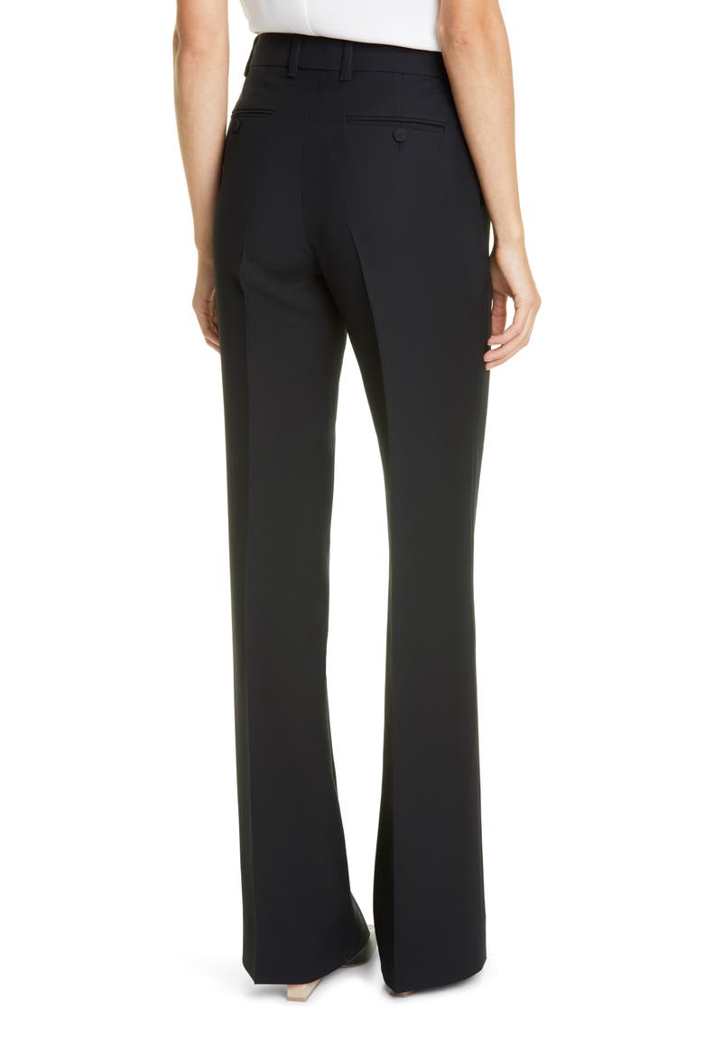 High Waist Silk & Wool Cady Crepe Flare Pants, Alternate, color, BLACK